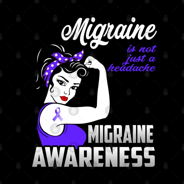 Migraine Awareness Headache Pain T-Shirt Migraine Is Not Just A Headache Purple Ribbon Warrior Gift by Otis Patrick