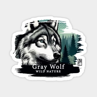 Gray Wolf - WILD NATURE - WOLF -4 Magnet