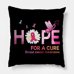 Hope For A Cure  Butterfly Flower  Breast cancer Pillow