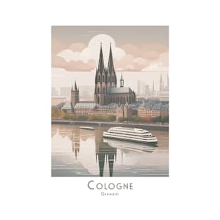 Vintage Retro Germany Majestic Cologne Cathedral and River View T-Shirt