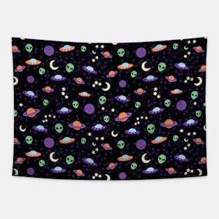 UFO Alien In Space Tapestry