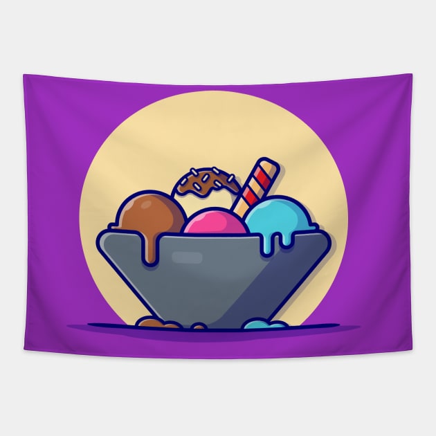 Ice Cream Scoop Cartoon Vector Icon Illustration Tapestry by Catalyst Labs