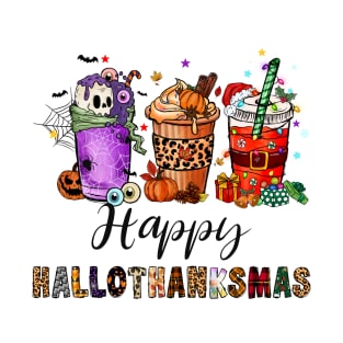 Happy Hallothanksmas Halloween Thanksgiving Christmas T-Shirt