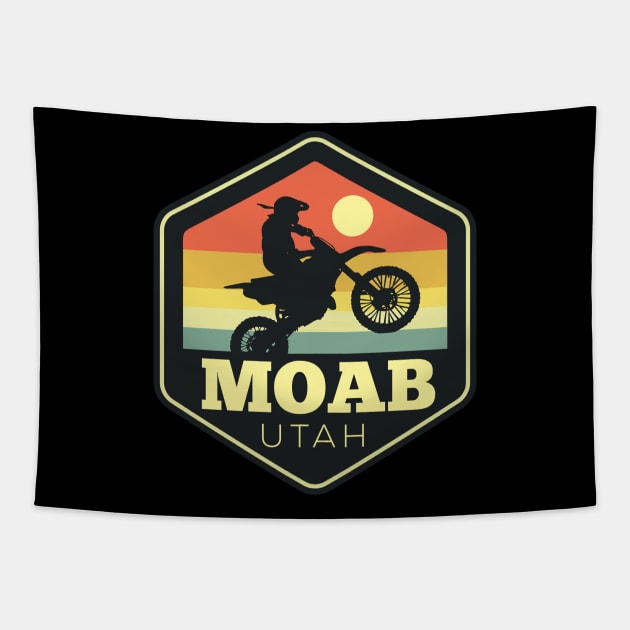 Moab Dirt Bike Hexagon Vintage Sunset Tapestry by DetourShirts