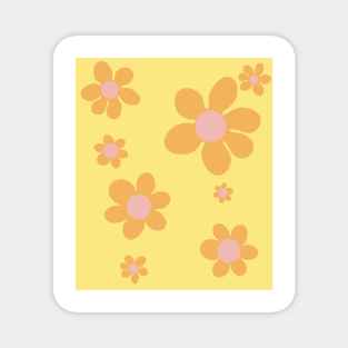 pattern flower pink orange yellow 70s Magnet