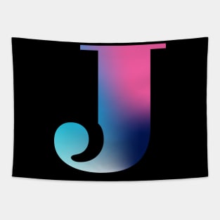 Capital Letter J Monogram Gradient Pink Blue White Tapestry