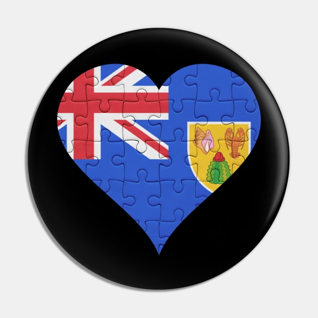 Turks And Caicos Jigsaw Puzzle Heart Design - Gift for Turks And Caicos With Turks And Caicos Roots Pin by Country Flags