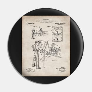 Animation Patent - Cartoonist Home Theater Art - Antique Pin
