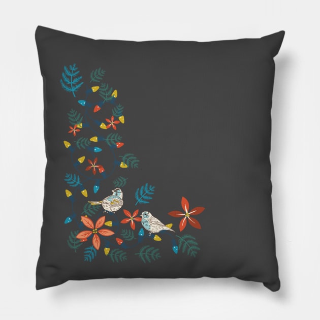 Tangled Lights with Birds Pillow by SWON Design