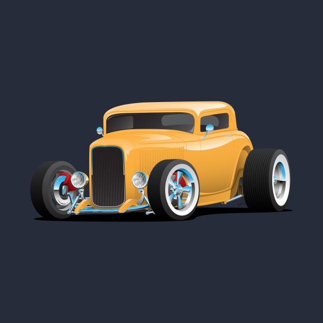 Classic American Yellow 32 Hotrod Car Illustration by hobrath