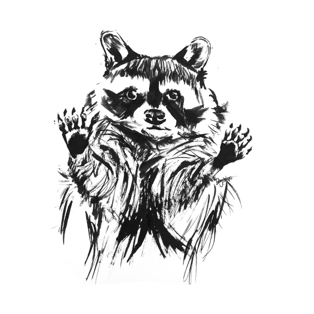 Trash Panda Boy - Raccoon Ink Illustration by GeorgiaGoddard