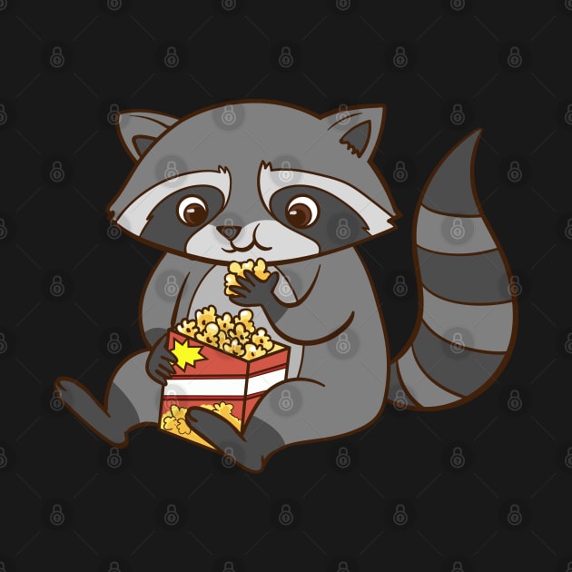 A cute raccoon eats popcorn. by theanimaldude