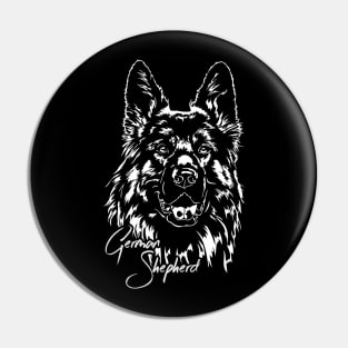 Funny Proud German Shepherd dog portrait Pin