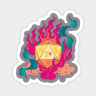 Surreal D20 Lucky Dice on Fire Magnet