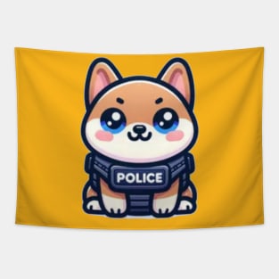 Kawaii Police K9 Tapestry