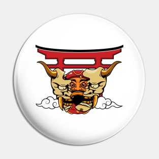 Oni mask daruma Pin