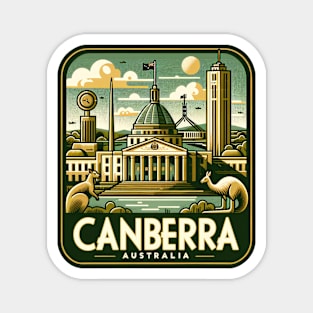 Canberra Vintage Travel Sticker Magnet