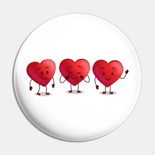 Little Lovey Happy Red Valentines Day Hearts Pin