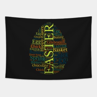 Colorful Words Easter Egg Shape Tapestry