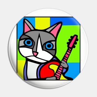 Angry Cat plays Guitar Pin