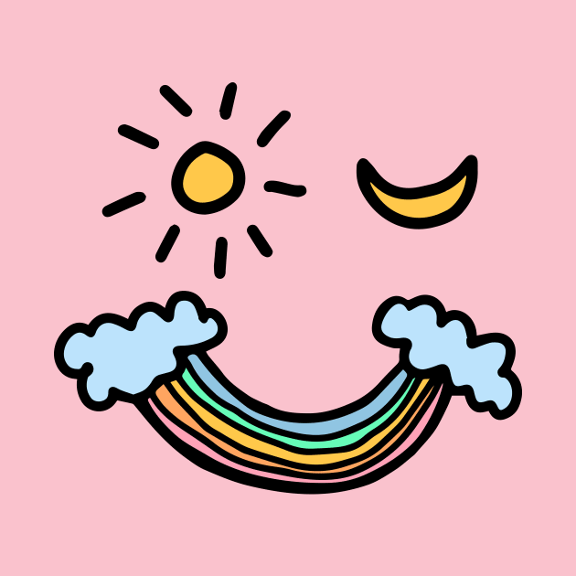 Sun Moon Rainbow Winking Smiley Face by MeganMatsuoka