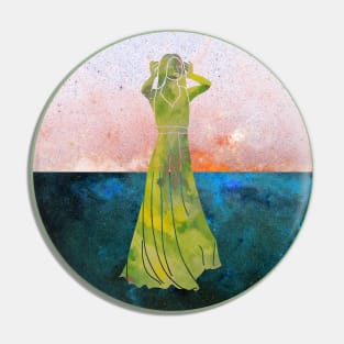 Watercolor Virgo Pin