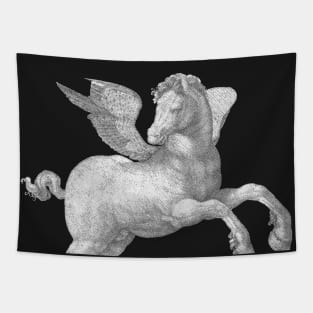 Pegasus With Butterfly Wings Diagonal Line Art Tapestry