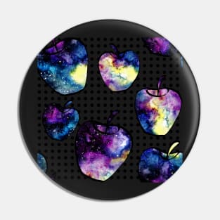 Watercolor Nebula in Apples on Polka Dots Background Pin