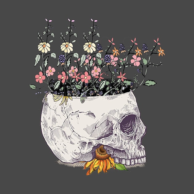 Flowers Growing from Skull by EslamMohmmad