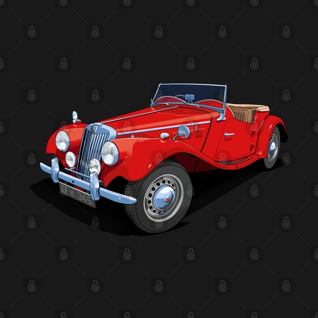 1954 MG TF sports car in mg red by candcretro