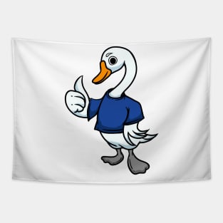 Cute Anthropomorphic Human-like Cartoon Character Swan in Clothes Tapestry