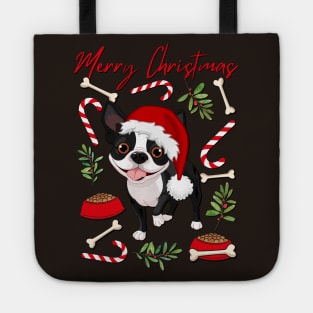 Merry Christmas Bulldog cute dog Seasons Greetings Tis The Season To Be Jolly Cutest puppy Tote