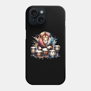 Lion Playing Drums Phone Case