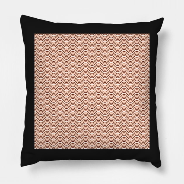 Maroon Beige Wavy Lines Repeat Pattern Pillow by 2CreativeNomads