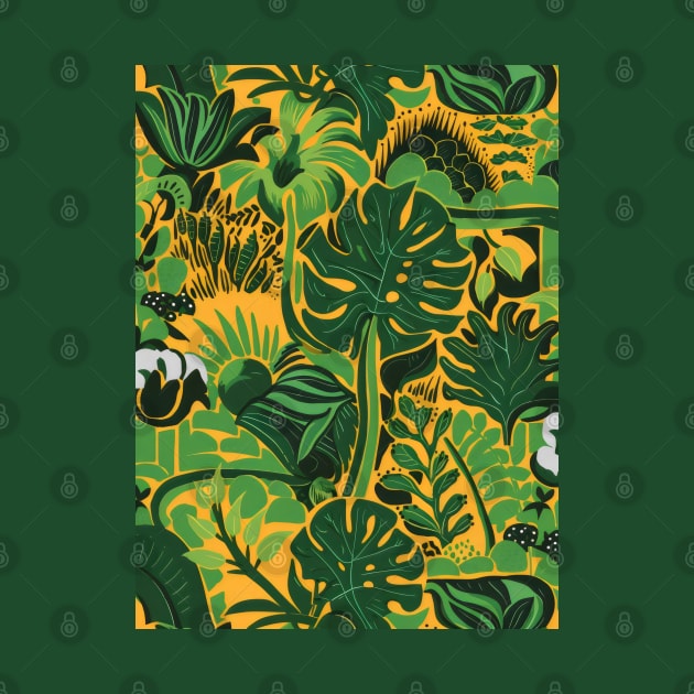 Green retro plant pattern by craftydesigns