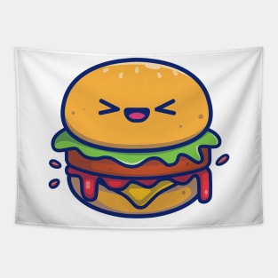 Cute Burger Cartoon Tapestry