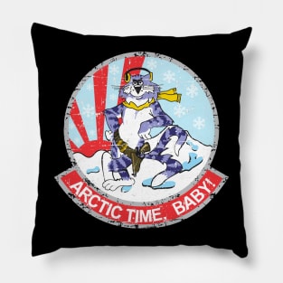 Grumman F-14 Tomcat - Arctic Time, Baby! - Grunge Style Pillow