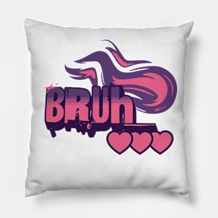 BRUH - Funny, Sarcastic Saying with Flames and Hearts Pillow