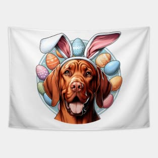 Bracco Italiano in Bunny Ears Enjoys Easter Celebration Tapestry