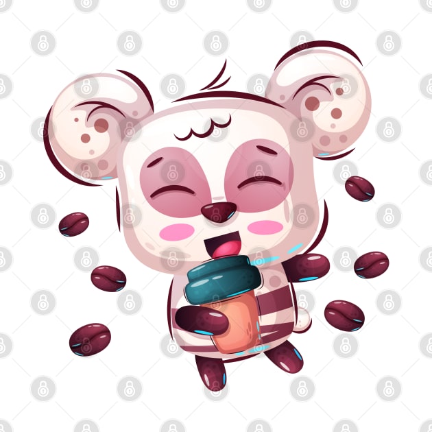 Cute panda with coffee by P-ashion Tee