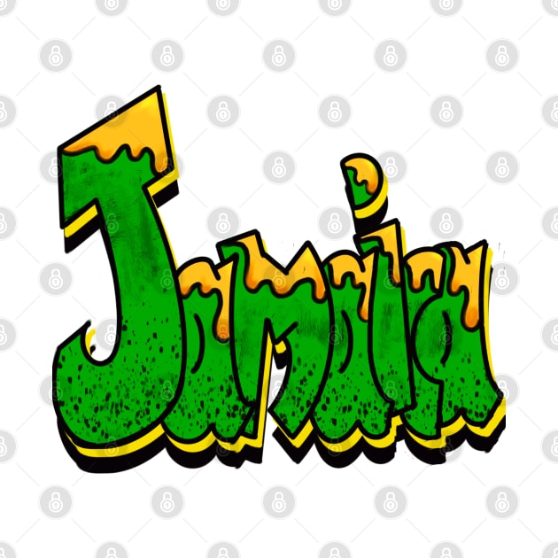 Jamaicans Graffiti drips typography Reggae Rasta Ska Rocksteady dub band Vintage Retro rustic with Jamaican flag colours colors Jamaica by Artonmytee