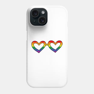 Rainbow gay pride flag heart sunglasses Phone Case