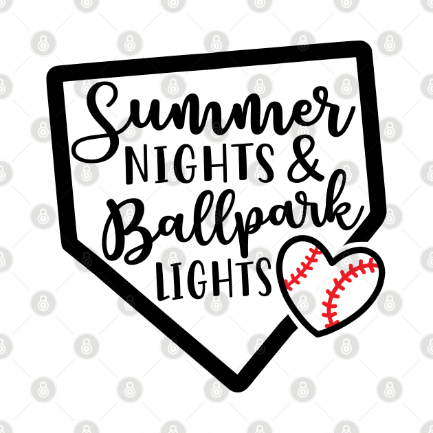 Summer Nights Ballpark Lights Baseball by GlimmerDesigns