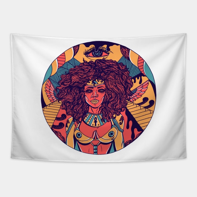 Retro Triad Kemet Warrior Tapestry by kenallouis