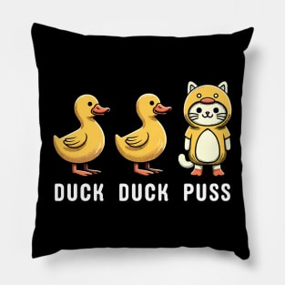 Funny Duck Goose Cat Pun Meme Kids Funny Duck Pillow