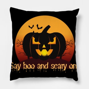 Say boo and scary on Pillow