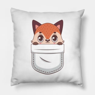 Kawaii fox in pocket design Pillow