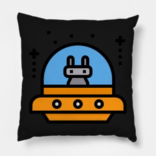 bunny in ufo icon sticker Pillow