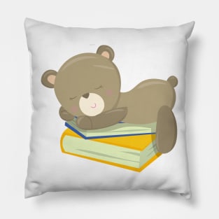 Bear Going To School, Cute Bear, Sleeping Bear Pillow