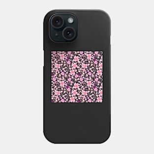 Sakura flower blooms on storm grey background Phone Case